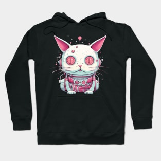 Futuristic Cyber Pink Cat Hoodie